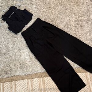 SHEIN Black Wide Leg Pants & Vest Set